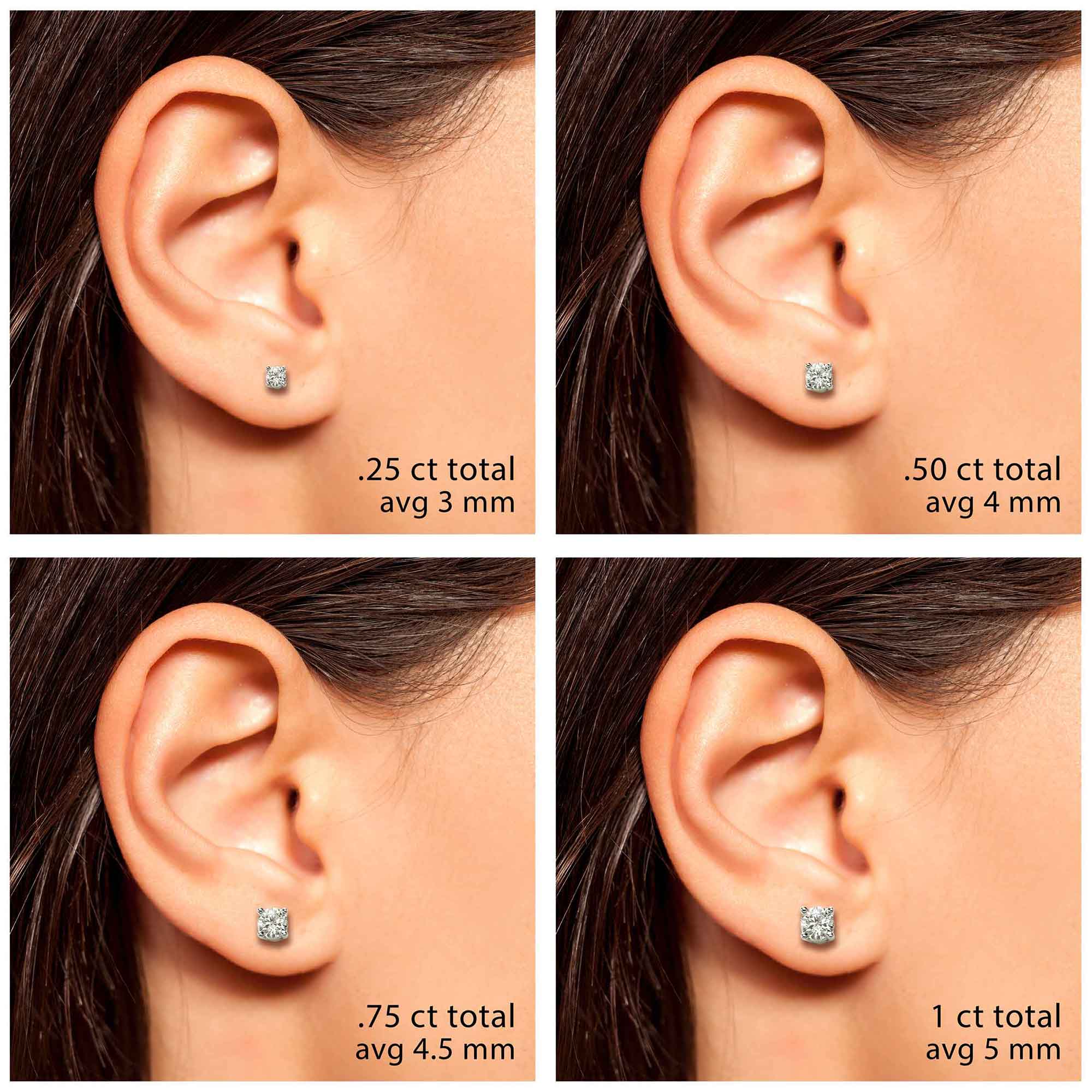 3 Stone Moissanite Diamond Earrings, Diamond Studs - Shraddha Shree Gems